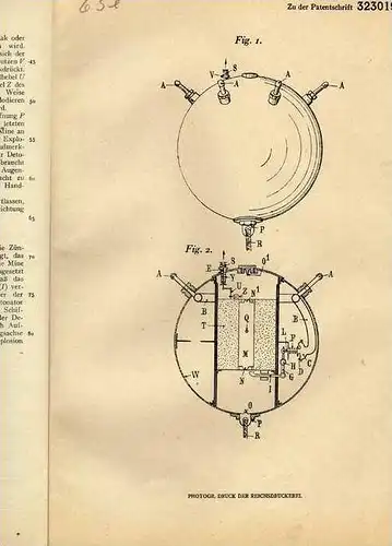 Original Patentschrift - Vickers Limited in Westminster , England , Seemine , 1913 !!!