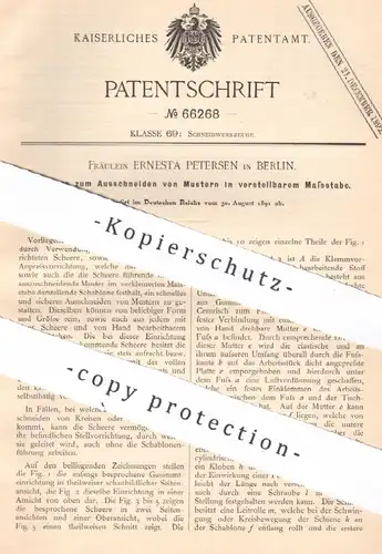 original Patent: Ernesta Petersen , Berlin , 1891 , verstellbare Schere für Muster | Scheren , Schneidzeug , Werkzeug