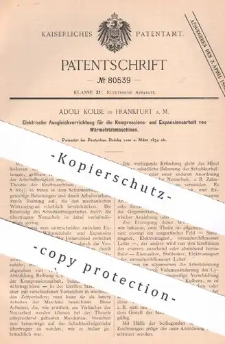 original Patent: Adolf Kolbe , Frankfurt / Main , 1894 , Kompression & Expansion an Wärmekraftmaschine | Motor | Grashof