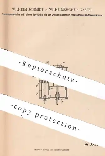 original Patent: Wilhelm Schmidt , Wilhelmshöhe / Kassel | 1894 | Verbundmaschine | Druckraum | Dampfmaschine , Motor