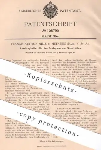 original Patent - Francis Arthur Mills , Methuen , Massachusetts , USA , 1900 , Buffer am Webstuhl | Weben