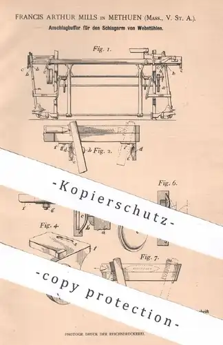 original Patent - Francis Arthur Mills , Methuen , Massachusetts , USA , 1900 , Buffer am Webstuhl | Weben