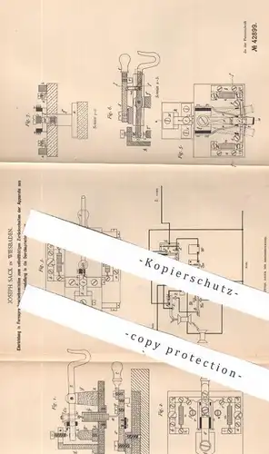 original Patent - Joseph Sack , Wiesbaden , 1887 , Fernsprechzwischenstelle | Fernsprecher | Telegraphy , Telefon Strom