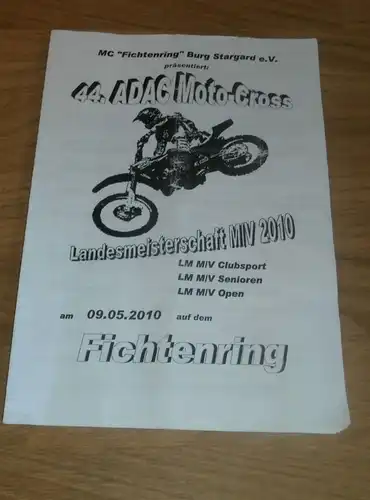 Moto Cross Burg Stargard 9.5.2010 , Landesmeisterschaft , Programm , Rennprogramm , Programmheft , program !!!