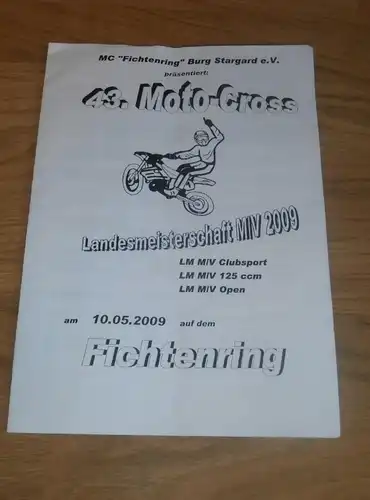 Moto Cross Burg Stargard 10.5.2009 , Landesmeisterschaft , Programm , Rennprogramm , Programmheft , program !!!