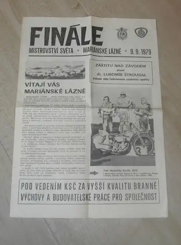 Marienbad 9.9.1979 , Weltmeisterschaft Finale , Langbahn , Sandbahn , Speedway , Zeitung !!!