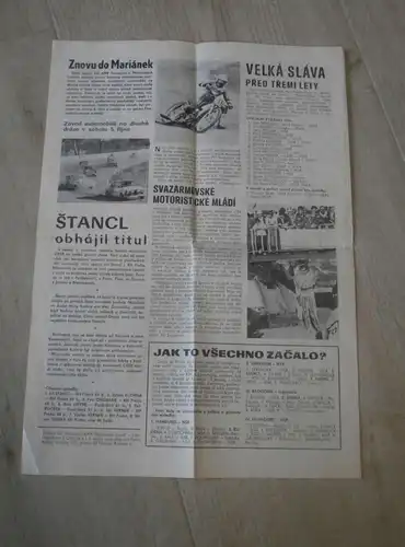 Marienbad 9.9.1979 , Weltmeisterschaft Finale , Langbahn , Sandbahn , Speedway , Zeitung !!!