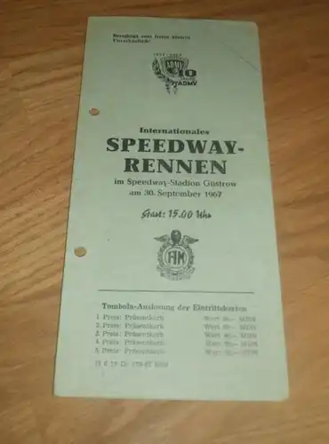 Speedway Güstrow 30.9.1967 , International , Programmheft / Programm / Rennprogramm , program !!!