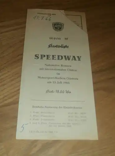 Speedway Güstrow 13.07.1966 , International , Programmheft / Programm / Rennprogramm , program !!!