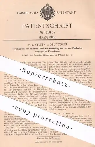 original Patent - W. L. Velten , Stuttgart , 1900 , Formmaschine | Formsteine | Steine , Klinker , Gestein , Backstein