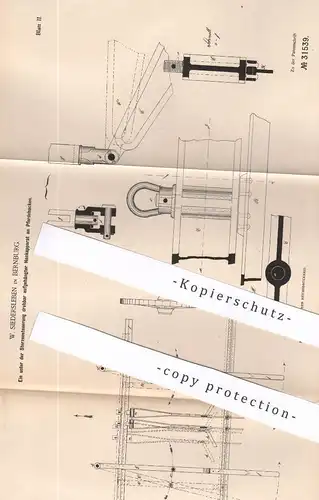 original Patent - W. Siedersleben , Bernburg 1884 , Hackapparat an Pferdehacke | Hacke , Pflug , Egge , Landwirtschaft