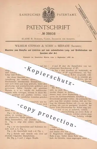 original Patent - Wilhelm Stephan & Sohn , Meerane | Maschine zum Dämpfen & Lüstrieren von Gewebe | Stoff , Schneider !!