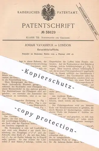 original Patent - Josiah Vavasseur , London , England , 1886 , Geschützlaffete | Laffete , Geschütze , Waffen ,