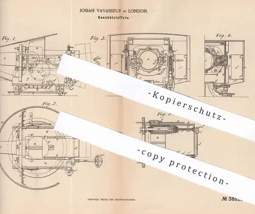 original Patent - Josiah Vavasseur , London , England , 1886 , Geschützlaffete | Laffete , Geschütze , Waffen ,