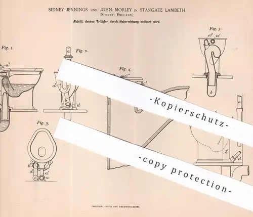 original Patent - Sidney Jennings , John Morley , Stangate Lambeth , Surrey , England , 1892 , Abtritt | Kloset , WC