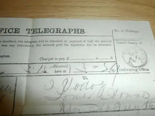 Telegramm 1885 , Crouch End , London , Professor Vodoz , Télégramme , Telegraph , Telephon , Post Office !!!