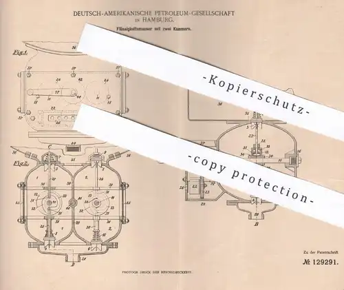 original Patent - Deutsch Amerikanische Petroleum Gesellschaft Hamburg , 1901 , Flüssigkeitsmesser | Zählwerk !!!