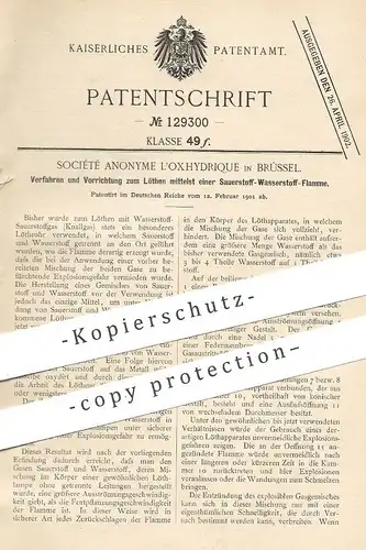 original Patent - Société Anonyme L'oxhydrique , Brüssel , Belgien , 1901 , Löten mit Sauerstoff - Wasserstoff - Gas !!!