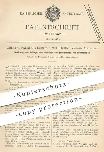 original Patent - Albert C. Palmer , Euroa / Melbourne , Victoria , Australien | Werkzeug für Luftradreifen | Reifen
