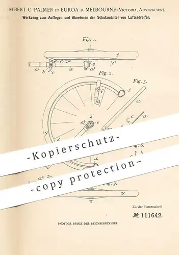 original Patent - Albert C. Palmer , Euroa / Melbourne , Victoria , Australien | Werkzeug für Luftradreifen | Reifen