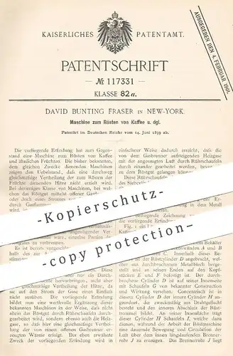 original Patent - David Bunting Fraser , New York , USA , 1899 , Maschine zum Rösten von Kaffee | Rösterei , Coffee !!