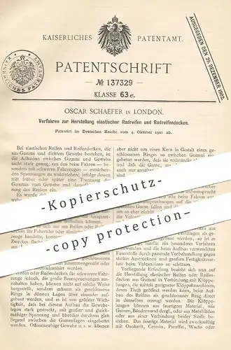 original Patent - Oscar Schaeffer , London , England , 1901 , elastische Radreifen , Radreifendecken | Reifen , Gummi !!