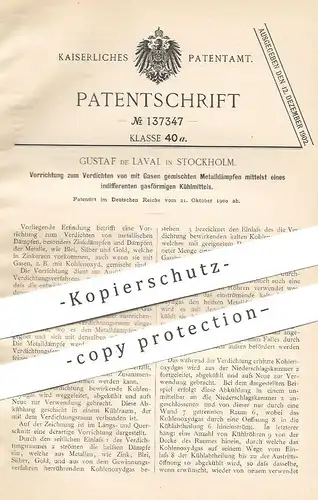 original Patent - Gustaf de Laval , Stockholm , Schweden , 1900 , Verdichten eines Gemisches aus Gas u. Metalldampf