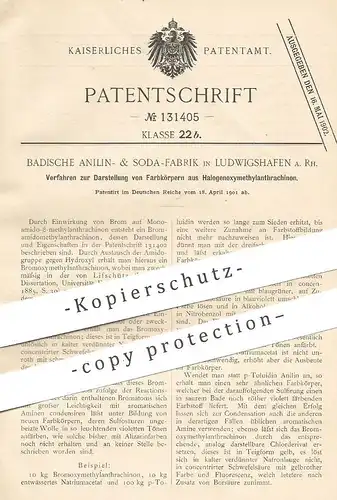 original Patent - Badische Anilin- & Soda-Fabrik , Ludwigshafen a. Rh. | Farbkörper aus Halogenoxymethylanthrachinon