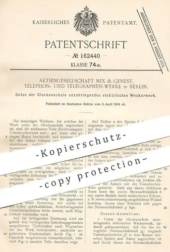 original Patent - AG Mix & Genest , Telephon- & Telegraphen Werke Berlin | elektr. Weckerwerk | Uhrwerk , Uhr , Wecker