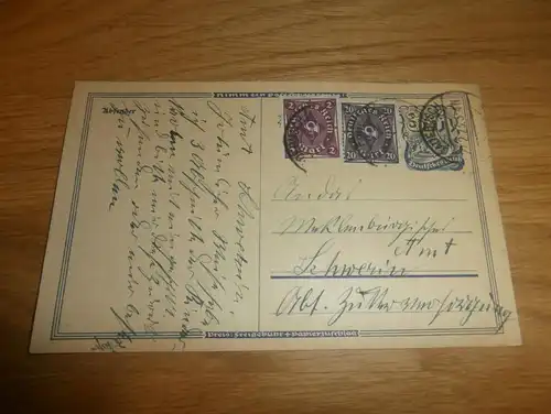 alte Postkarte , 1923 , Wakenstädt b. Gadebusch i. Mecklenburg , Brüggmann , Amt Schwerin !!!