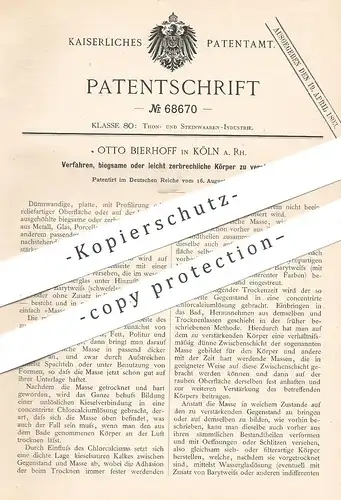 original Patent - Otto Bierhoff , Köln / Rhein 1892 | zerbrechliches Gut aus Metall , Glas , Porzellan , Holz versteifen