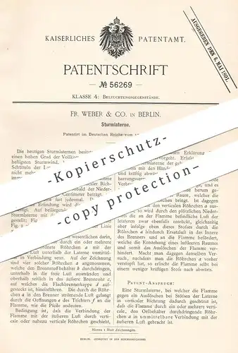 original Patent - Fr. Weber & Co. , Berlin , 1890 , Sturmlaterne | Laterne , Brenner , Petroleumlampe , Lampe , Licht !