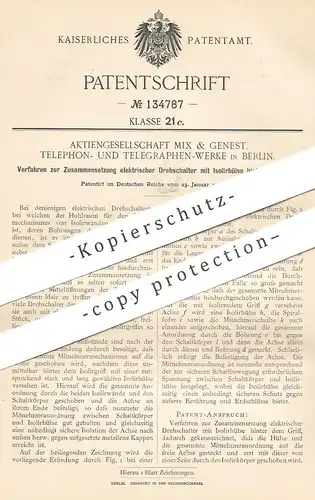original Patent - AG Mix & Genest Telephon- & Telegraphen Werke Berlin 1902 | elektrischer Drehschalter | Lichtschalter