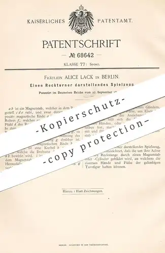 original Patent - Alice Lack , Berlin 1892 | Einen Reckturner darstellendes Spielzeug | Kinder , Sport , Spiel , Spielen