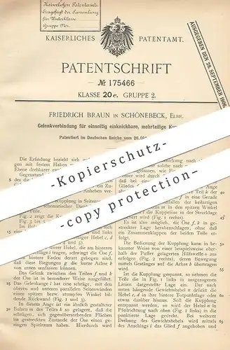 original Patent - Friedrich Braun , Schönebeck / Elbe , 1905 , Gelenkverbindung für Kuppelösen | Kupplung , Eisenbahn !