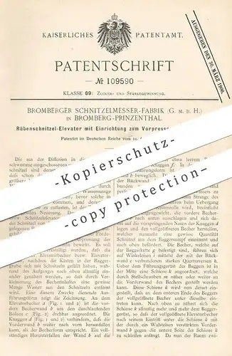 original Patent - Bromberger Schnitzelmesser Fabrik GmbH Bromberg / Prinzenthal  1899 | Rübenschnitzel Elevator | Messer