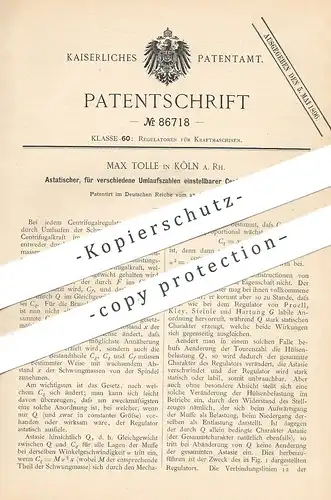 original Patent - Max Tolle , Köln / Rhein , 1895 , Zentrifugalregulator | Regulator , Zentrifuge | Motor , Motoren !!!