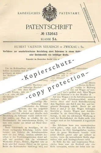 original Patent - Hubert Valentin Neukirch , Zwickau , 1900 , Schram - Herstellung | Kohleabbau , Kohle , Bergbau !!