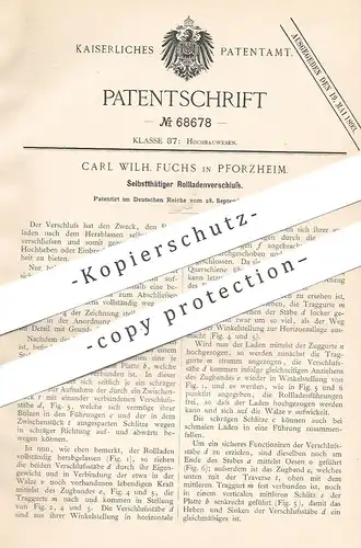 original Patent - Carl Wilh. Fuchs , Pforzheim , 1892 , Rollladenverschluss | Rollladen | Rollo , Jalousie , Fenster !!!