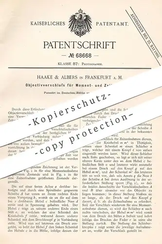 original Patent - Haake & Albers , Frankfurt / Main | Objektivverschluss für Belichtung | Kamera , Objektiv , Fotograf