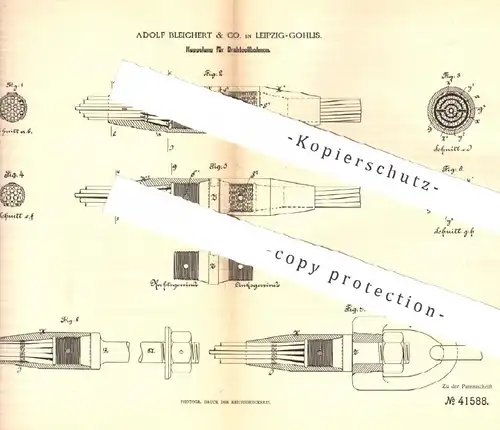 original Patent - Adolf Bleichert & Co. , Leipzig / Gohlis , 1887 , Kupplung für Drahtseilbahnen | Seilbahn , Bahn !!!