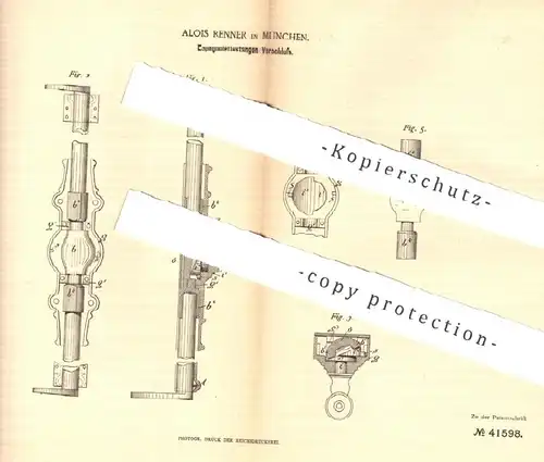 original Patent - Alois Renner , München , 1887 , Espagnolettestangen - Verschluss | Schlosser , Schlosserei !!