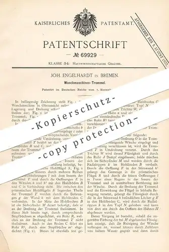 original Patent - Joh. Engelhardt , Bremen , 1891 , Waschmaschinen - Trommel | Waschmaschine | Wäsche , Schleuder !!