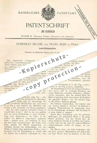 original Patent - Stanislav Skucek , Franz Jelen , Prag , 1893 , Lederfärbmaschine | Leder - Färbmaschine | Gerber !!!