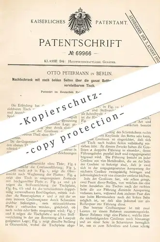 original Patent - Otto Petermann , Berlin , 1892 , Nachtschrank u. Tisch | Möbel , Schrank , Krankenhaus !!