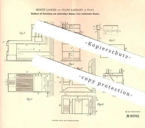 original Patent - Moritz Lausch , Franz Kamelsky , Prag , 1895 , Kochherd | Herd , Küchenherd , Ofen , Ofenbauer !!!