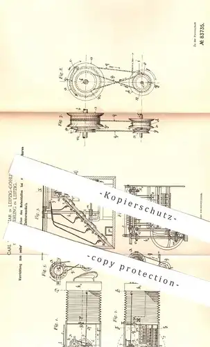 original Patent - Carl Kretschmar & Paul Fehling , Leipzig / Gohlis , 1894 , Notenblatt - Antrieb an Ziehharmonika !!!