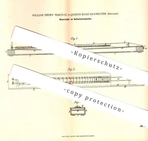 original Patent - William Henry Percival , Queens Road Bayswater , England , 1879 , Saiteninstrument | Musikinstrument !