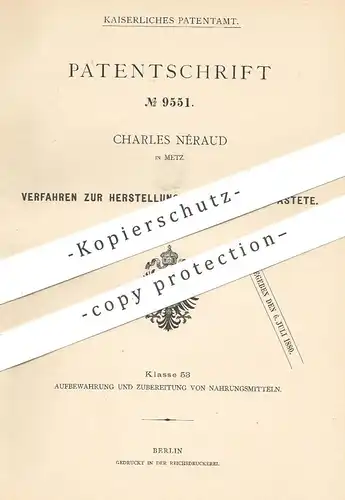 original Patent - Charles Néraud , Metz , 1879 , Herstellung von Wildpretpastete | Wildpastete | Wild , Wurst , Fleisch