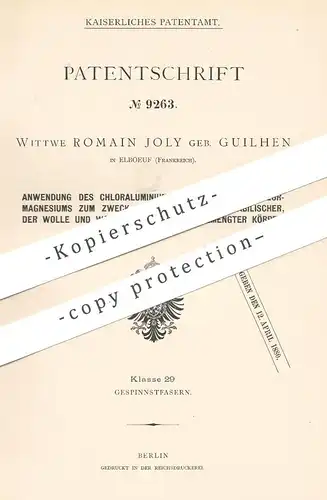 original Patent - Romain Joly geb. Guilhen , Elboeuf , Frankreich , 1879 , Aufbereitung von Gewebe , Stoff , Wolle !!